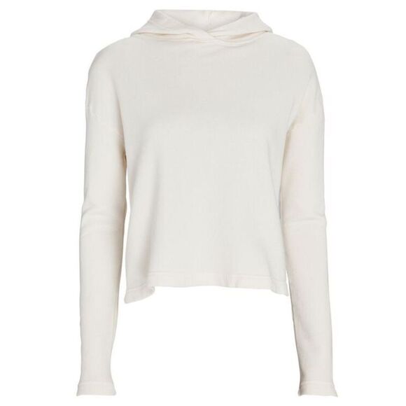 Enza Costa Cropped Hooded Terry Sweatshirt in Ivory Size Small - Picture 1 of 8